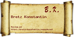 Bretz Konstantin névjegykártya